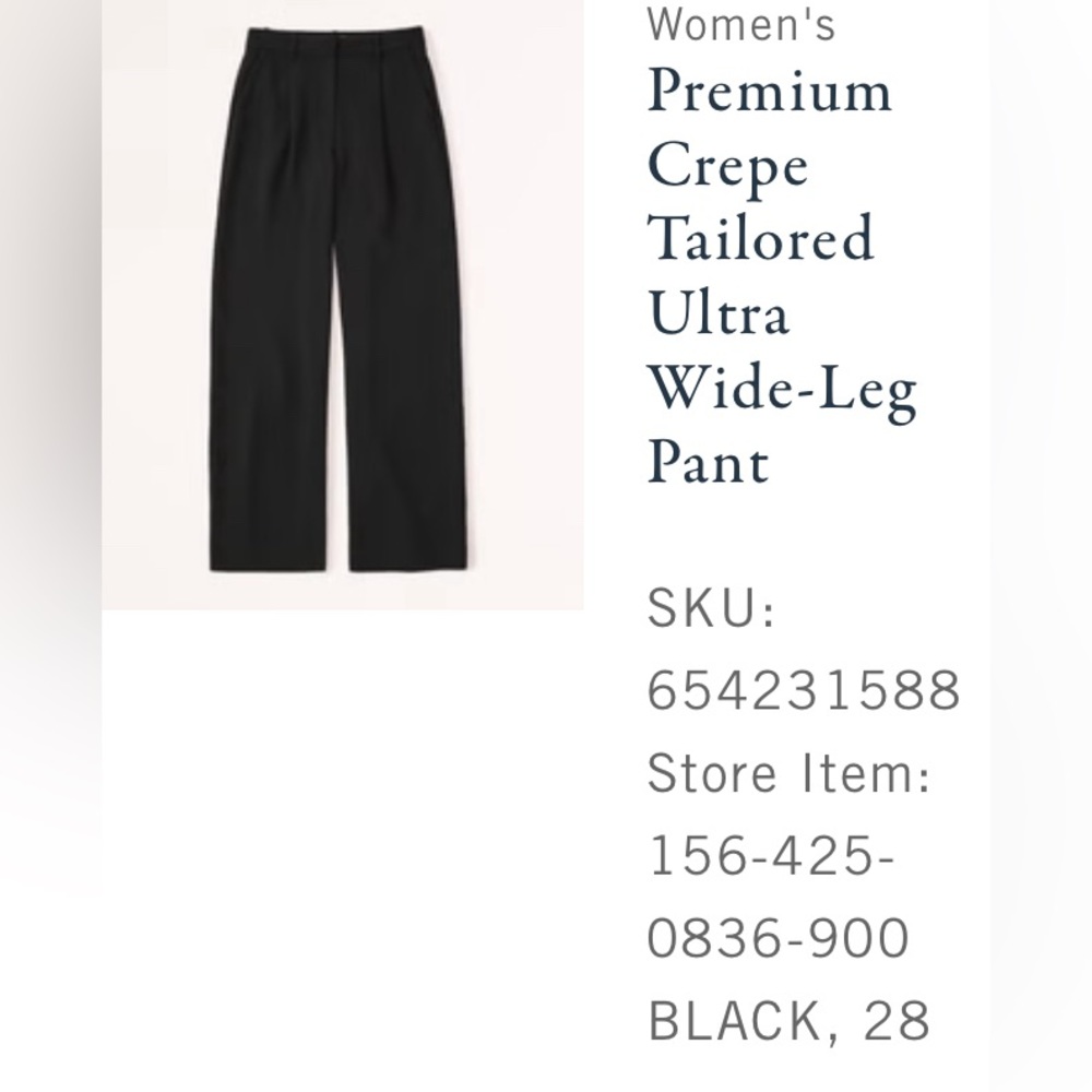 Abercrombie Premium Crepe Tailored Ultra Wide-Leg Pant
